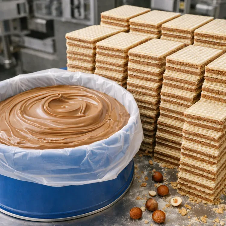 Hazelnut cream for wafer lines illustration