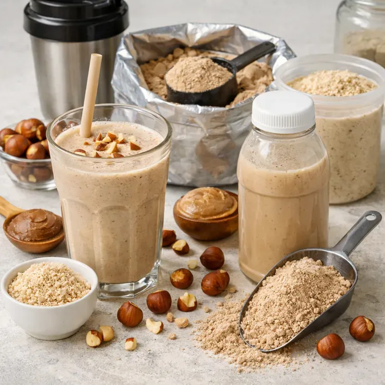 Hazelnut inclusions for protein shakes illustration