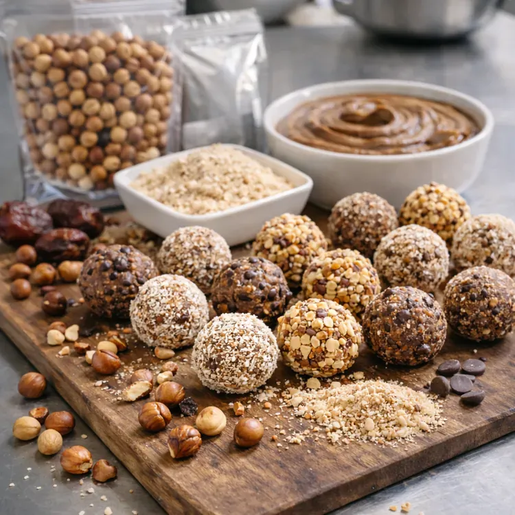 Hazelnut ingredients for energy bites illustration