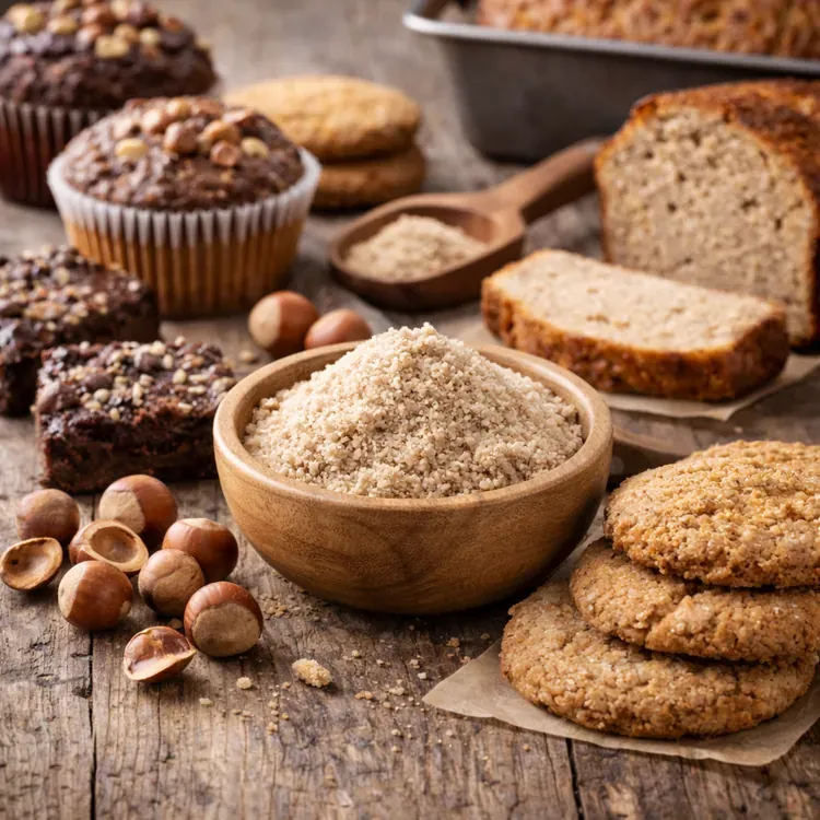 Hazelnut meal in keto bakery illustration
