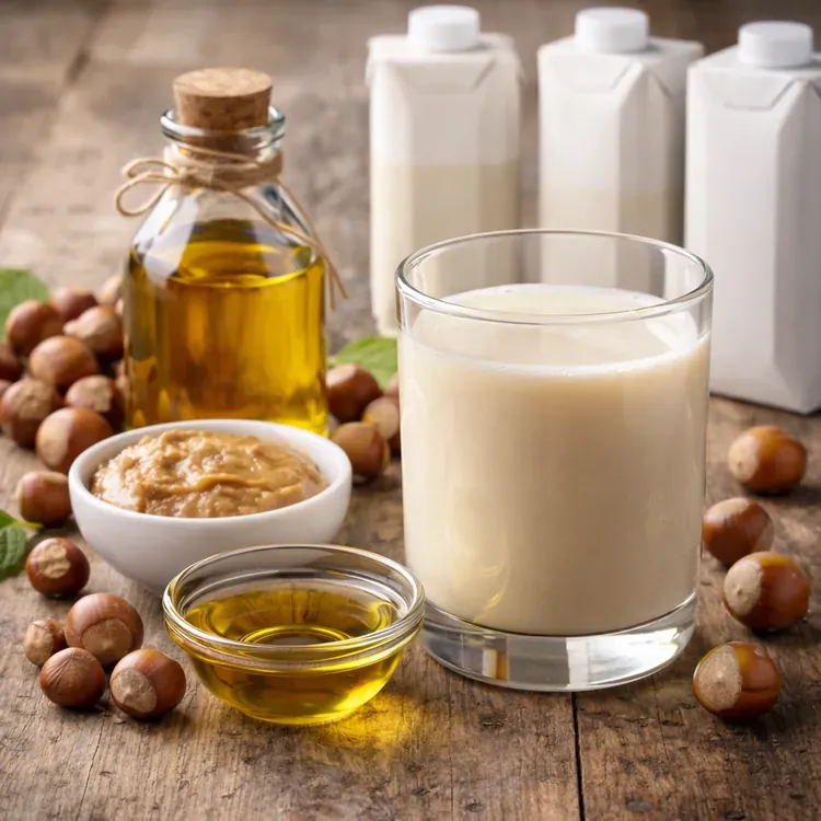 Hazelnut milk base for beverages illustration