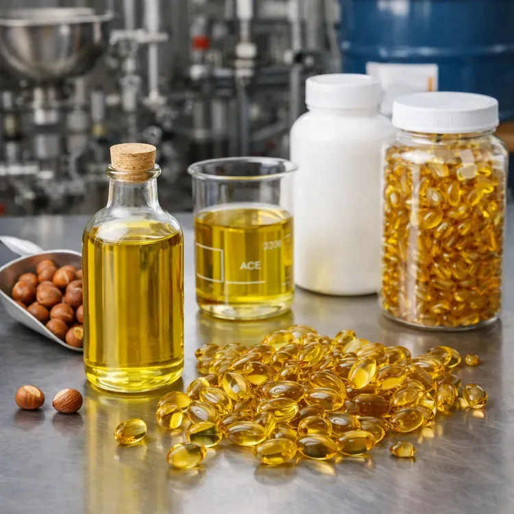 Hazelnut oil for nutraceutical softgels illustration