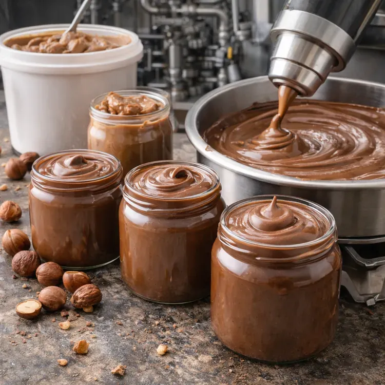 Hazelnut paste for chocolate spread factories illustration