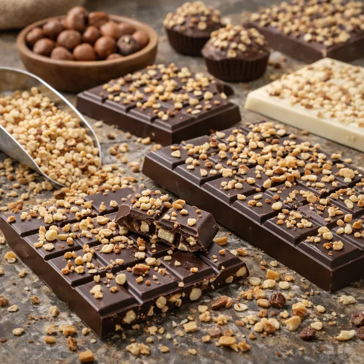 Hazelnut pieces for premium chocolates illustration