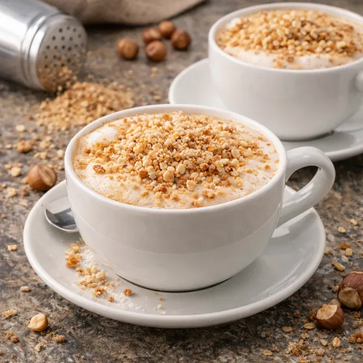 Hazelnut praline powder for cappuccino toppings illustration