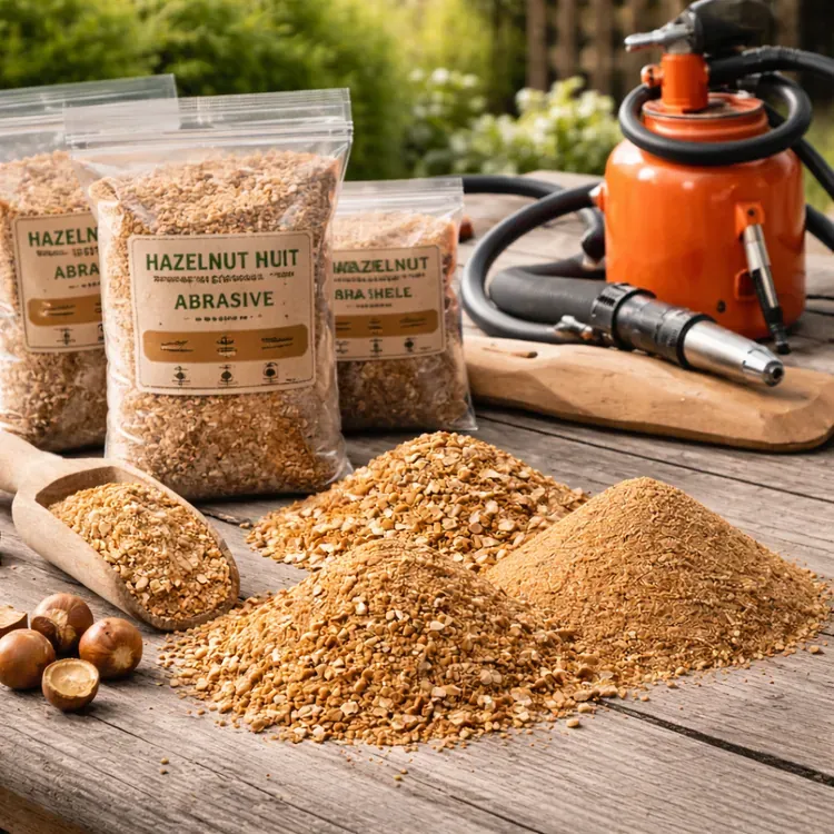 Hazelnut shell powder for abrasive media illustration