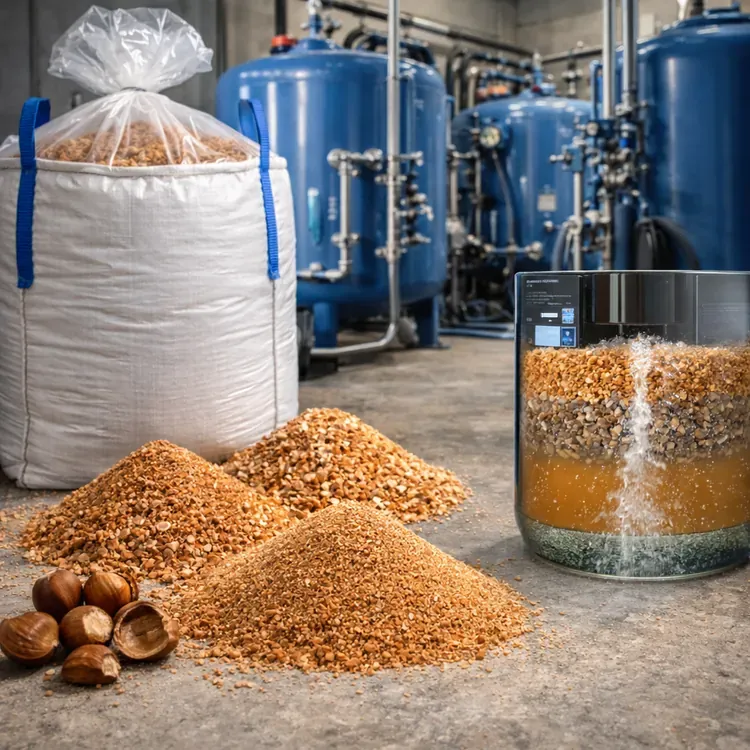 Hazelnut shells as filtration media illustration